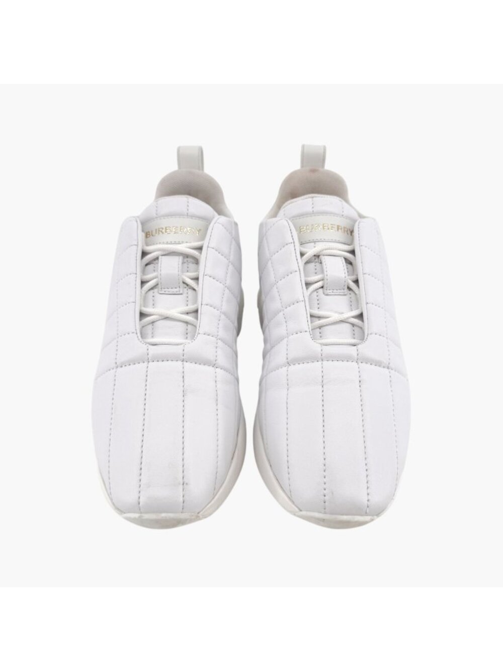 Burberry Quilted Sneakers EU 39 US 9 White Leather Low Top Runner Lace Up Shoe - Picture 3 of 13